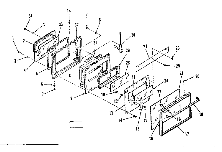 Kenmore 2784298493 upper oven door section diagram