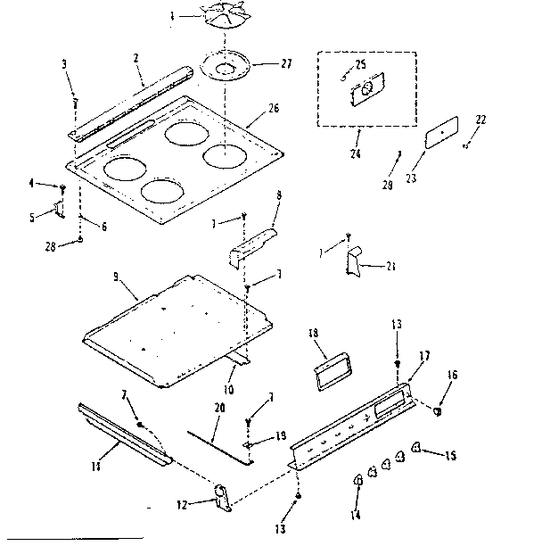 Kenmore 9113628710 main top section diagram