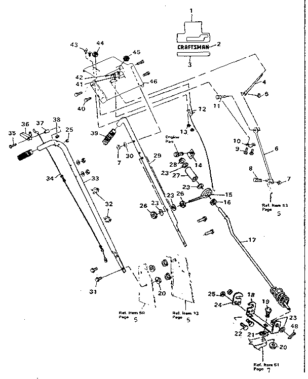 Craftsman 536884600 handle assembly diagram