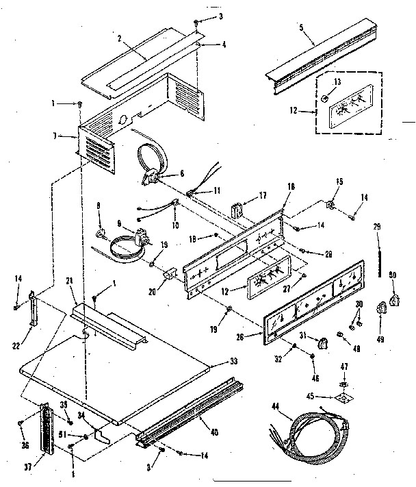 Kenmore 2784268590 control panel section diagram