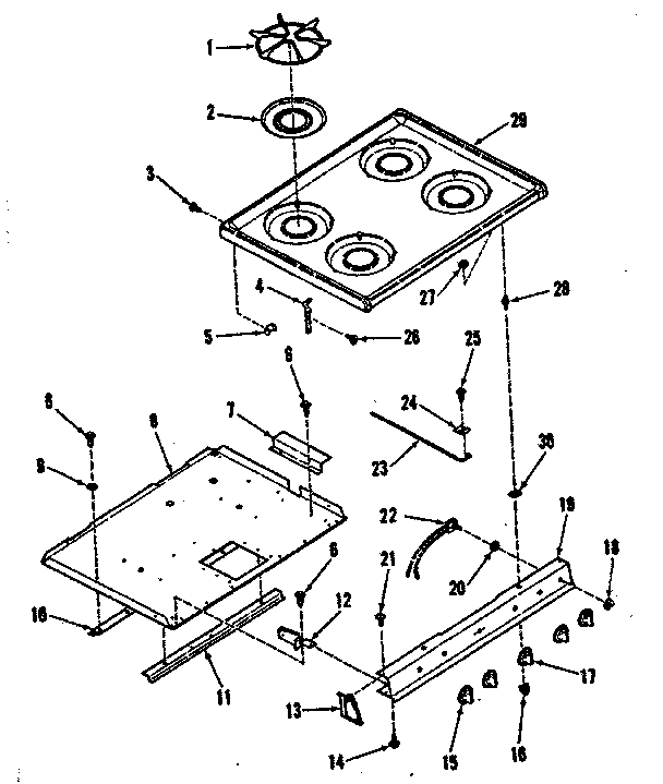 Kenmore 9117898510 main top section diagram