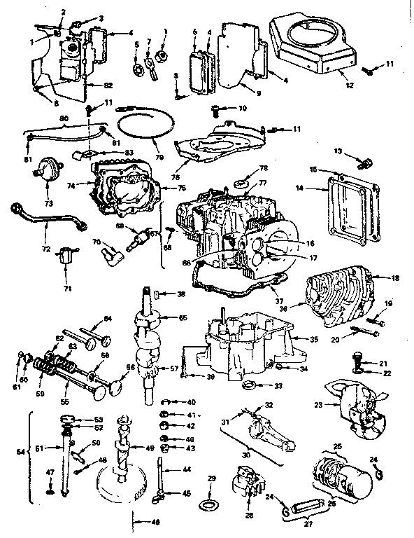 Craftsman 917255830 (1987) cylinder, crankshaft and engine base group diagram