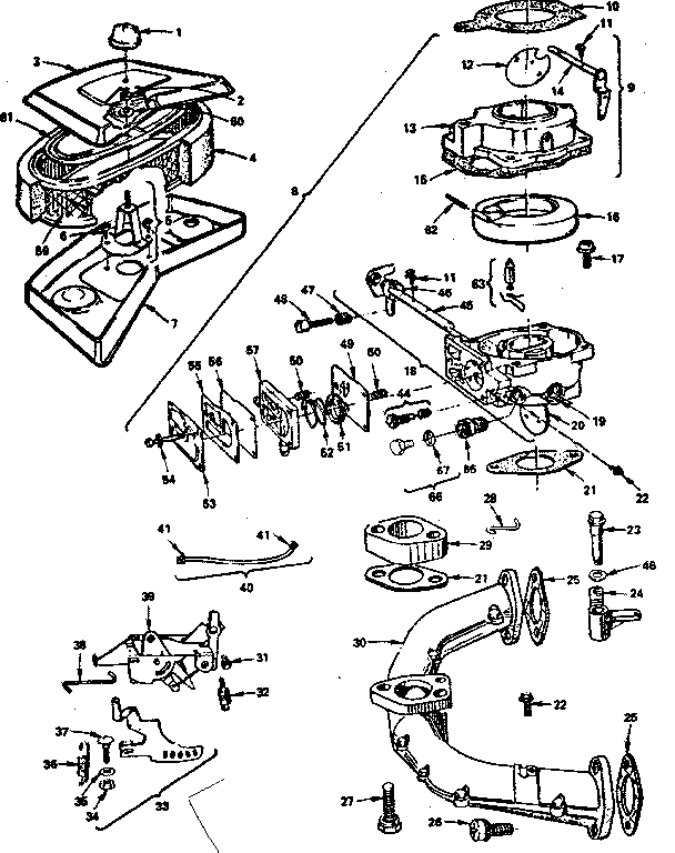 Craftsman 917255830 (1987) air cleaner and carburetor diagram