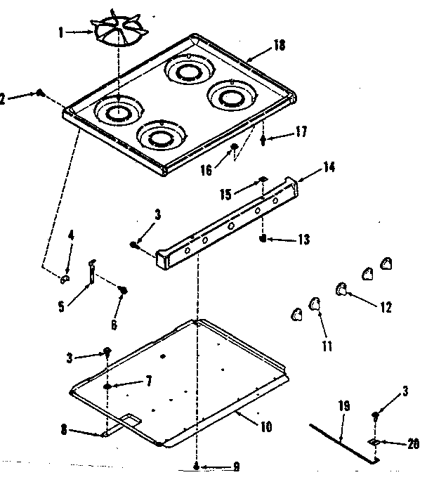 Kenmore 9117148510 main top section diagram