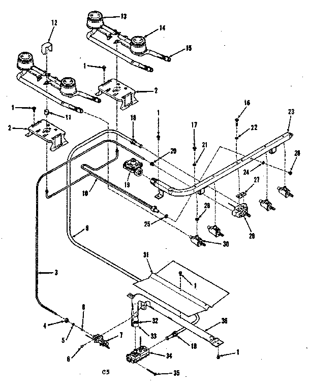Kenmore 9117148510 burner section diagram