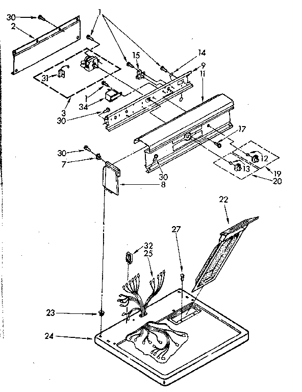 Kenmore 11086568800 top and console parts diagram