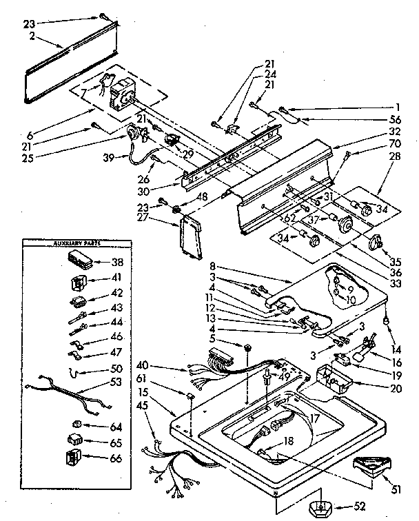 Kenmore 11083372610 top and console diagram