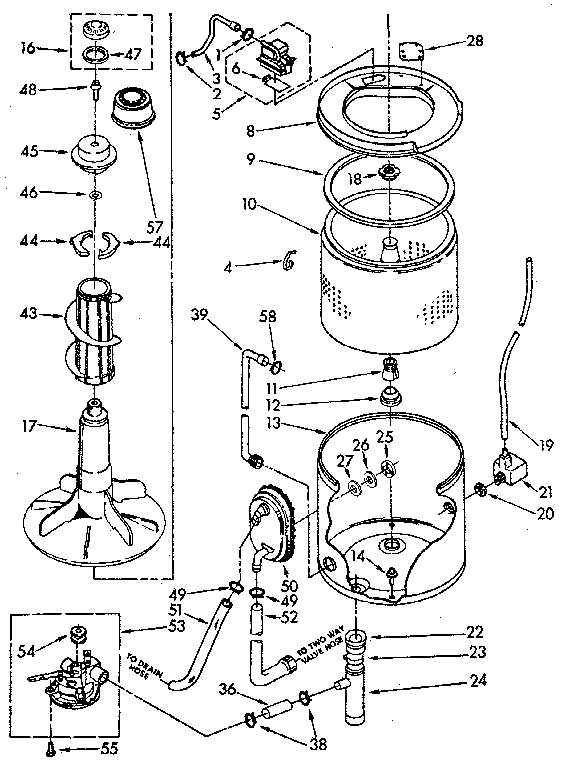 Kenmore 11083372610 tub and basket parts (suds only) diagram
