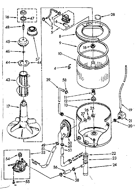 Kenmore 11082383620 tub and basket parts (suds only) diagram