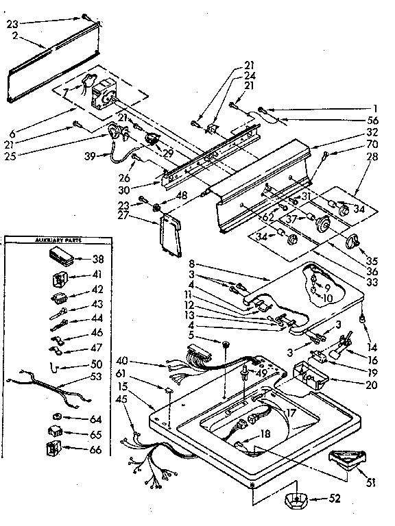 Kenmore 11082383210 top and console parts diagram