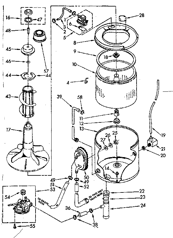 Kenmore 11082383210 tub and basket parts (suds only) diagram