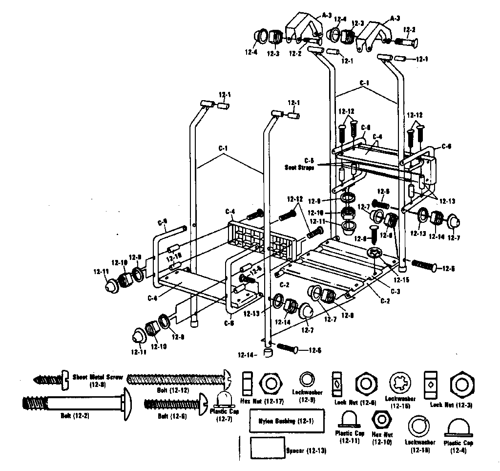 Sears 51272526-85 lawn swing hardware bag #95618 diagram