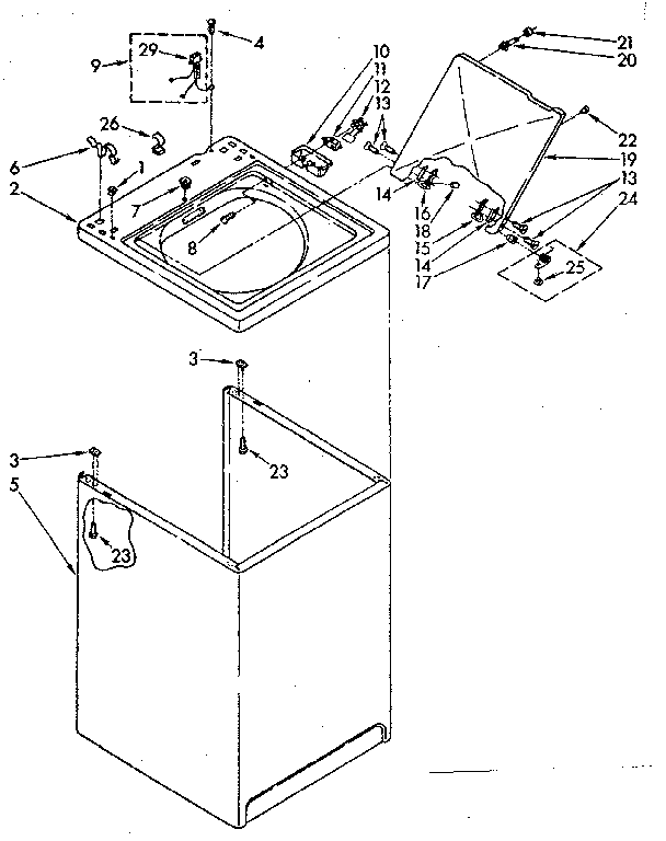 Kenmore 11081375840 top and cabinet parts diagram