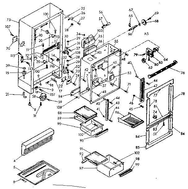 Kenmore 1066685421 cabinet parts diagram