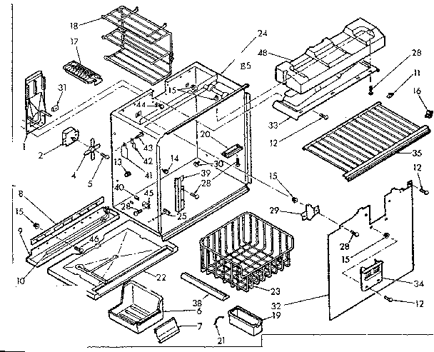 Kenmore 1066685421 freezer section parts diagram