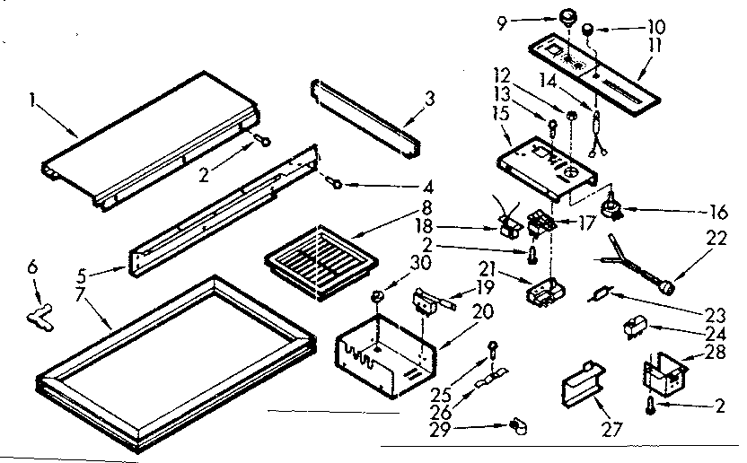 Kenmore 106639500 top & control parts diagram