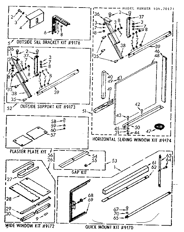 Kenmore 10670171 accessory kit parts diagram