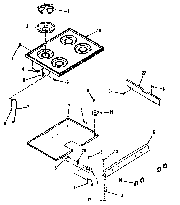 Kenmore 9117398710 main top section diagram