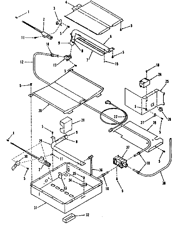 Kenmore 9117398710 oven burner section diagram