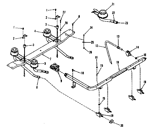 Kenmore 9117398710 top burner section diagram