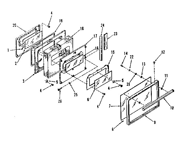 Kenmore 9117398710 oven door section diagram