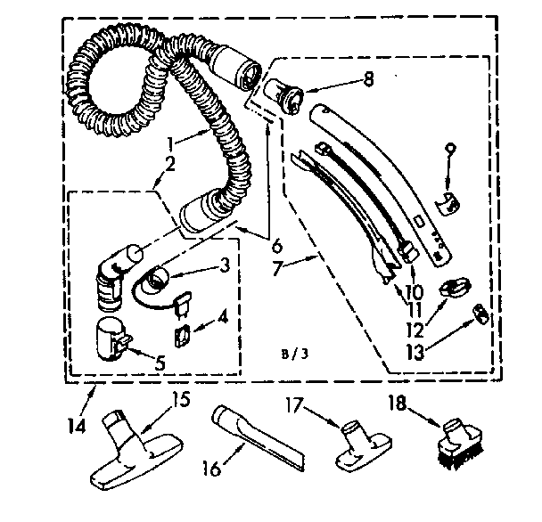 Kenmore 1162641380 hose and attachment parts diagram