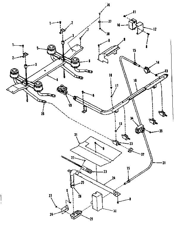 Kenmore 9117278710 burner section diagram