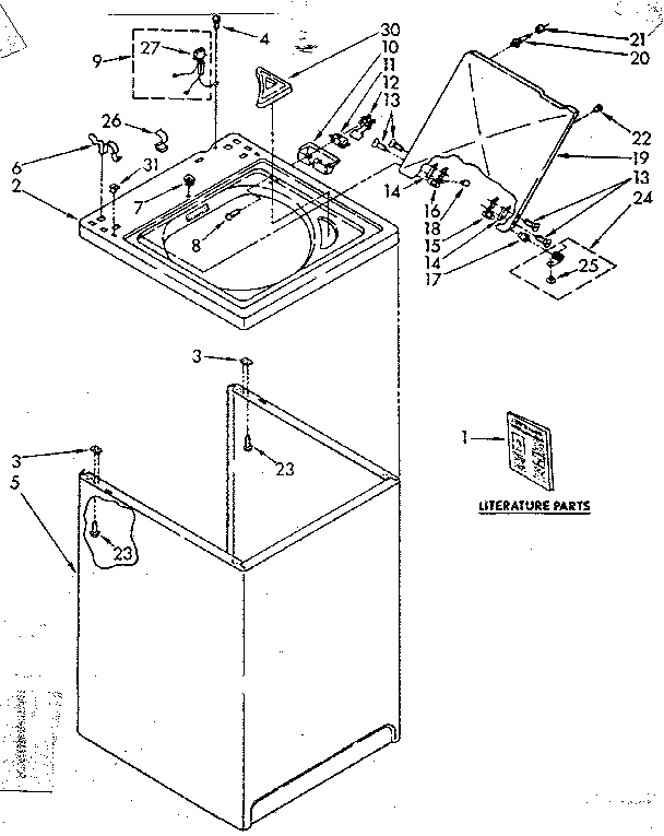 Kenmore 11082683820 top and cabinet parts diagram