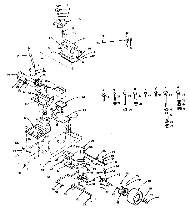 Craftsman 917255812 (1987) steering assembly diagram