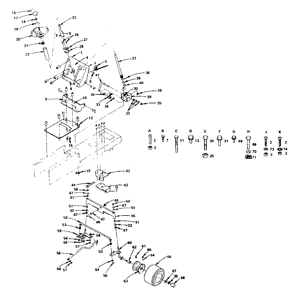 Craftsman 917255722 steering and front axle diagram