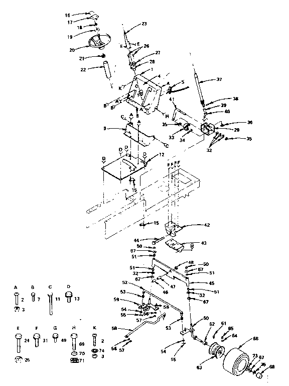 Craftsman 917255735 steering and front axle diagram