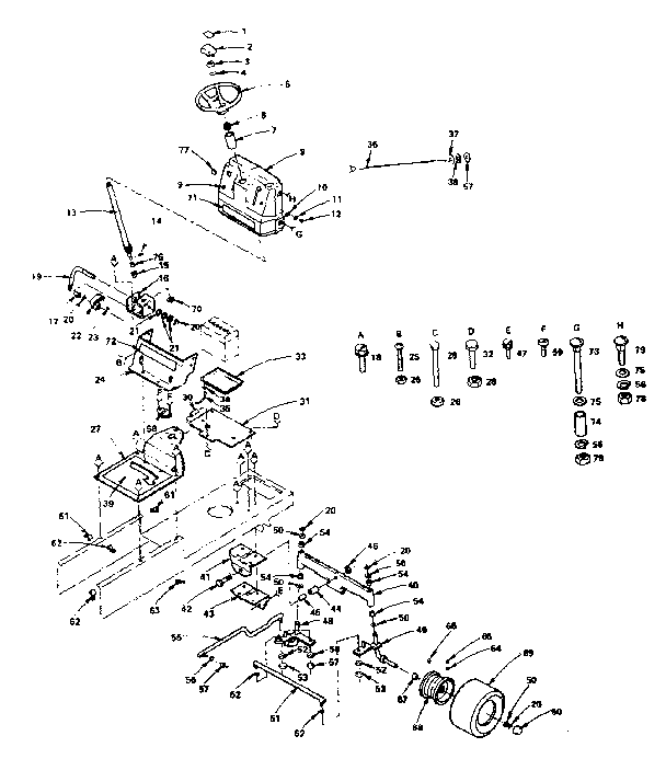 Craftsman 917255810 (1987) steering assembly diagram
