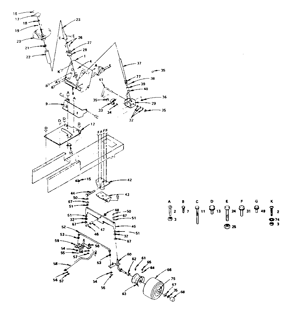Craftsman 917255742 steering and front axle diagram