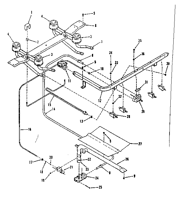 Kenmore 9116148710 burner section diagram