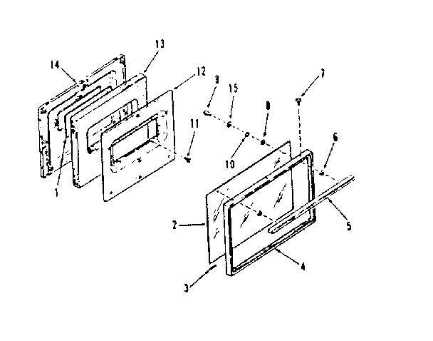 Kenmore 9116148710 oven door section for 911.6148710, 911.6168710, 911.6188710 diagram