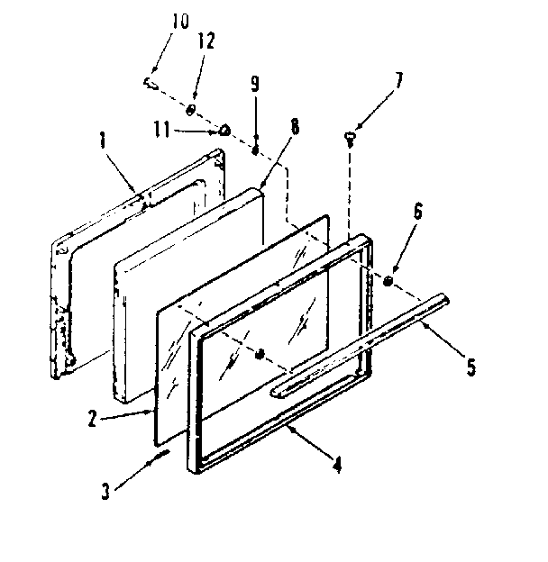 Kenmore 9117108710 oven door section for model number 911.7128710 diagram