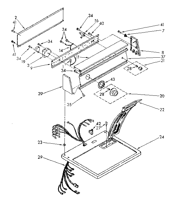 Kenmore 11087467300 top and console parts diagram