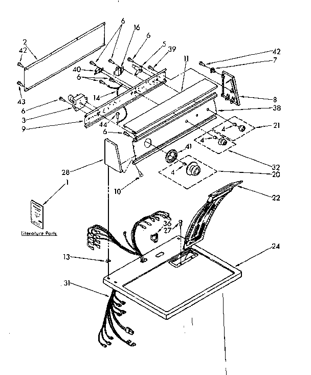 Kenmore 11087477100 top and console parts diagram