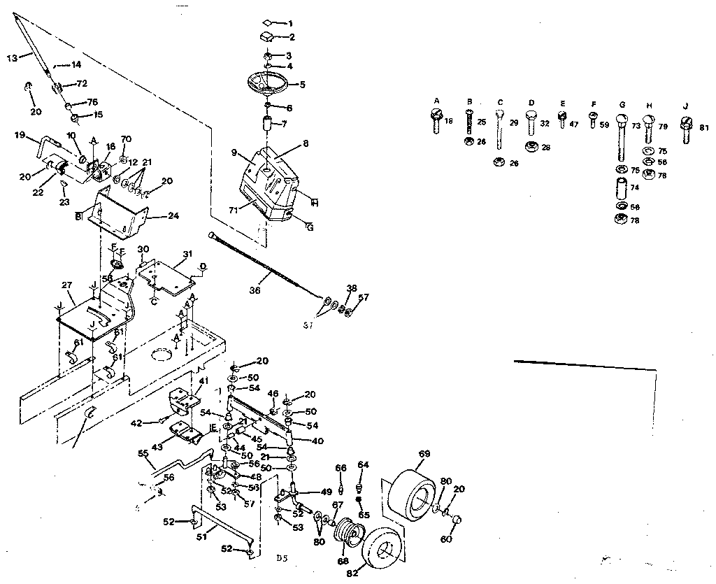 Craftsman 917254330-1987 steering assembly diagram