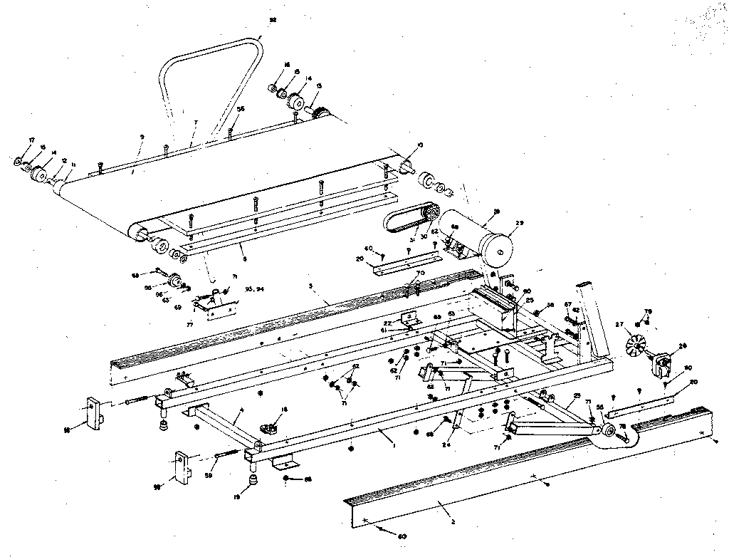 Walton 677LE frame and walking belt assembly diagram