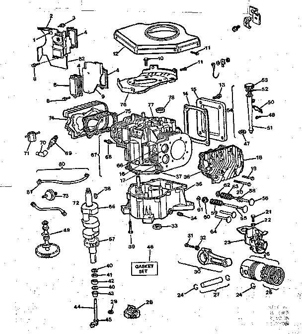 Craftsman 917254320-1987 cylinder, crankshaft, and engine base group diagram