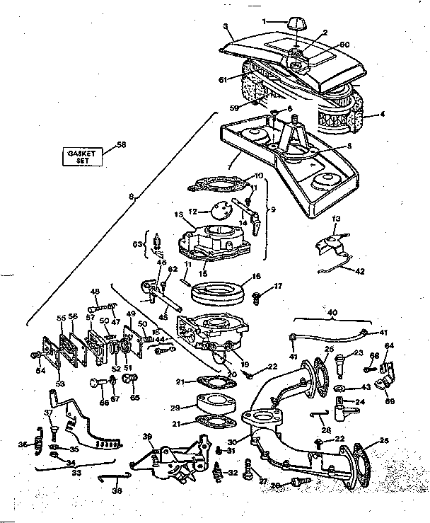 Craftsman 917254320-1987 air cleaner and carburetor diagram