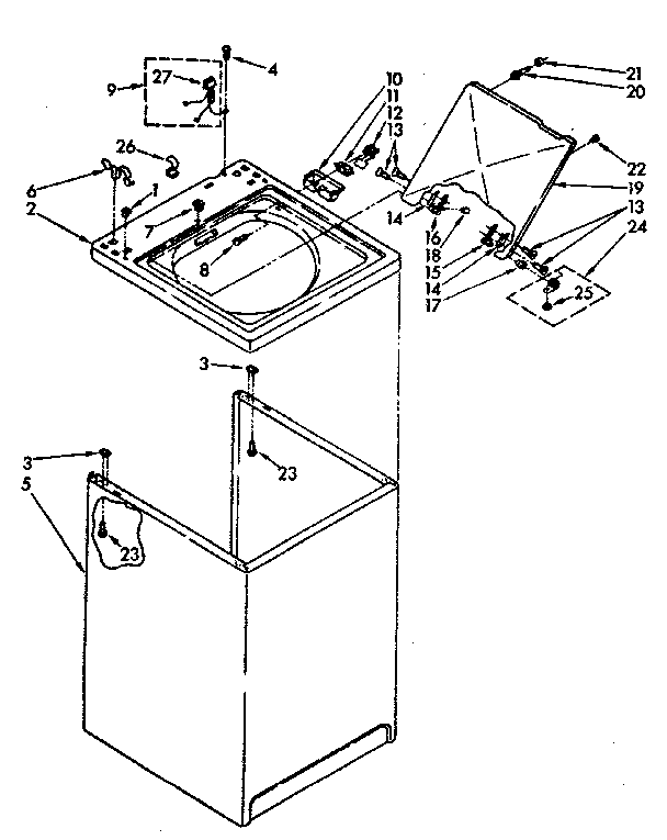 Kenmore 11082670300 top and cabinet parts diagram