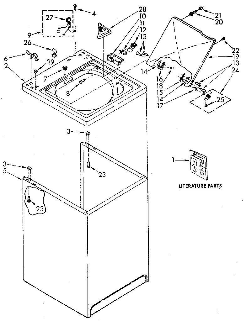 Kenmore 11082477300 top and cabinet diagram