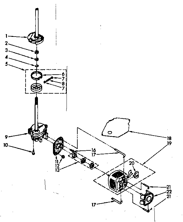 Kenmore 11082672300 brake, clutch, gearcase, motor and pump parts diagram