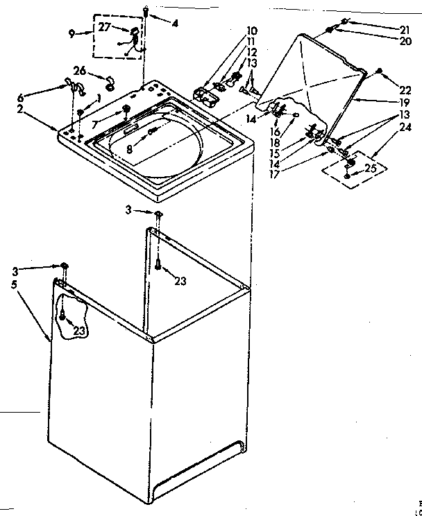 Kenmore 11082671700 top and cabinet parts diagram