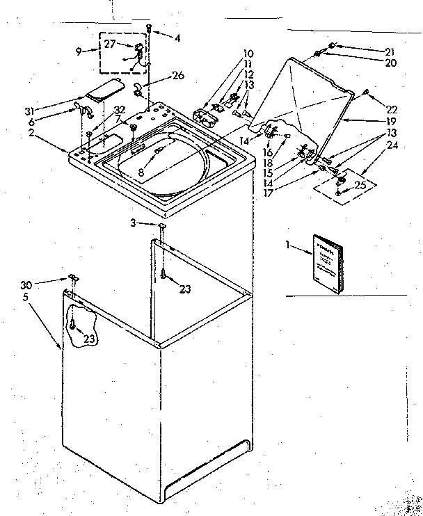 Kenmore 11082791300 top and cabinet parts diagram