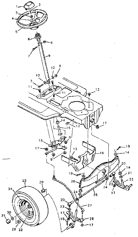 Craftsman 502254280 steering and front axle diagram