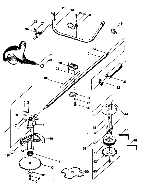 Craftsman 358798220 drive shaft and blade diagram