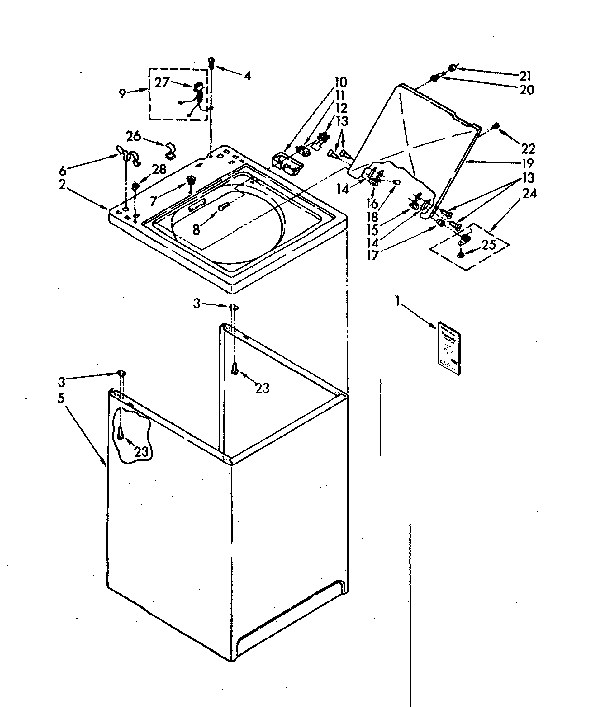Kenmore 11082672610 top and cabinet parts diagram